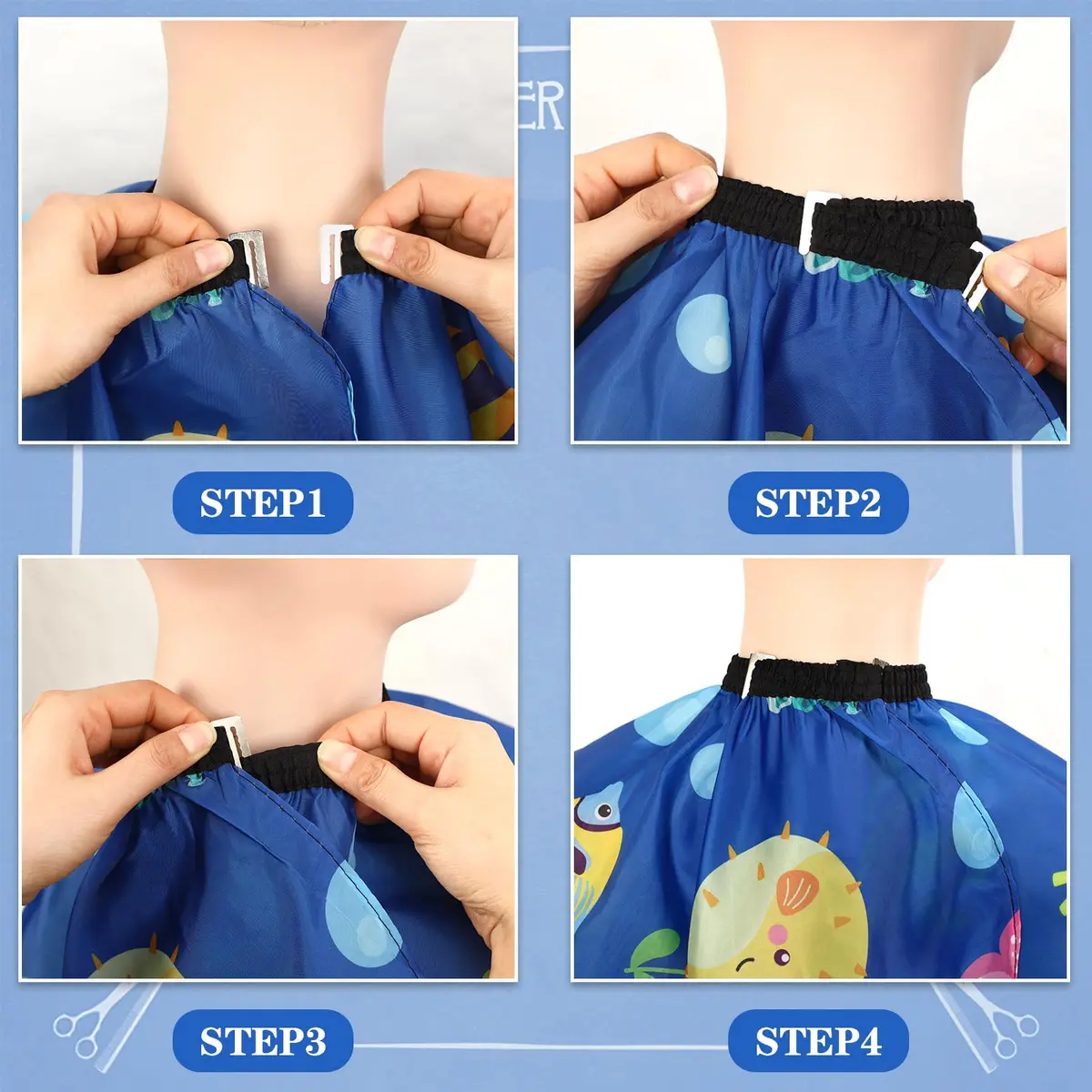 FEBSNOW 3Pcs Kids Hair Cutting Cape Professional Barber Cape for Children 139.7cm x 99.06cm | Fun Cartoon Patterns for Home & Salon Use - view 4