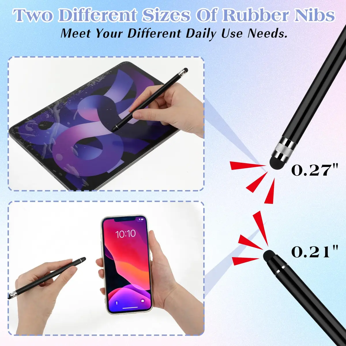 Andibro 5 Pack Dual-end Stylus Pens for Touch Screens | High Sensitivity Silicone Stylus for Smartphones & Tablets - view 2