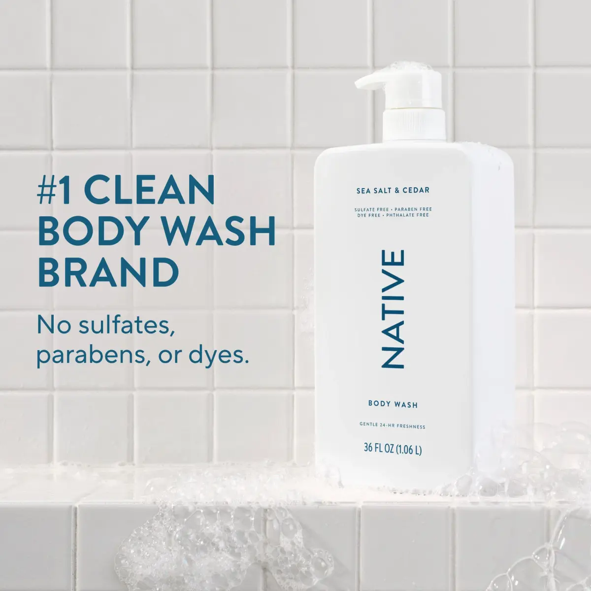 Native Clean Body Wash Sea Salt & Cedar 1064ml (36 Fl Oz) | Gentle pH-Balanced for Sensitive Skin - view 2
