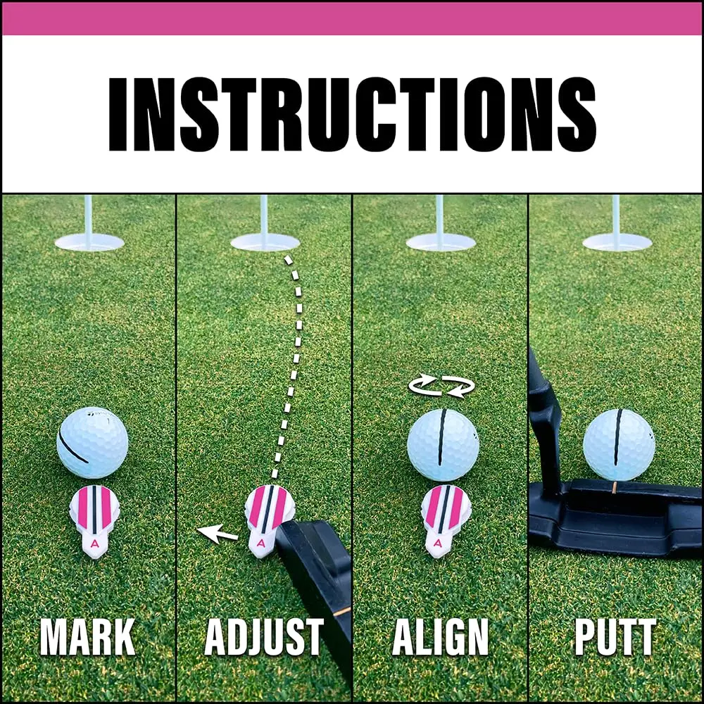 Alignment Ball Mark Pink Golf Ball Marker with 360° Rotating Alignment Aid | USGA Compliant - view 3