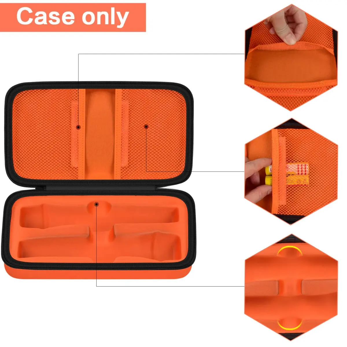 Againmore Wireless Microphone Case for JBL PartyBox Mic & Two Mic System | Orange EVA Hard Shell with Handle - view 4