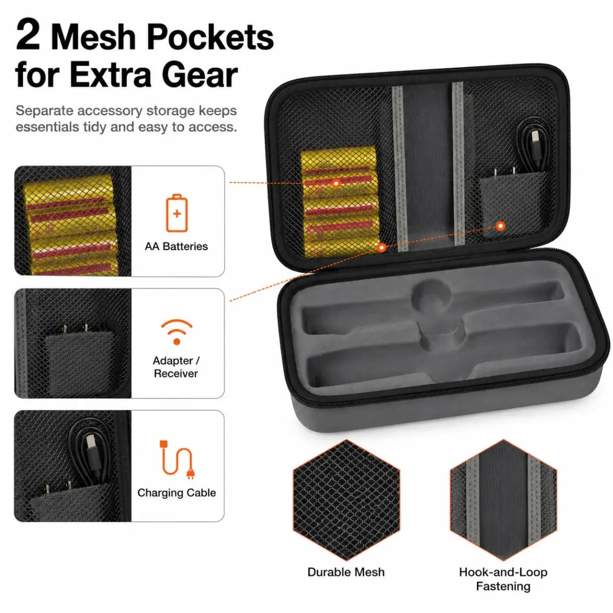 Againmore EVA Microphone Case for JBL PartyBox Mic & Two Mic System, 27.9cm (11") | Protects Wireless Mics & Accessories - view 6