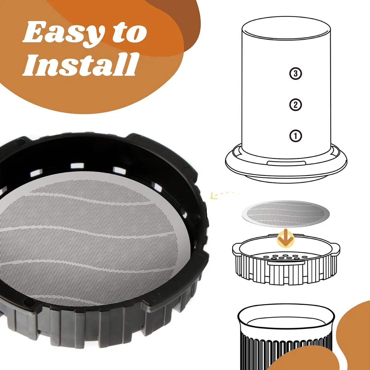 Xinafan Reusable Coffee Filter for AeroPress Original Go Clear 6.2 cm (2.44 in) | Full-Bodied Coffee, Eco-Friendly - view 5