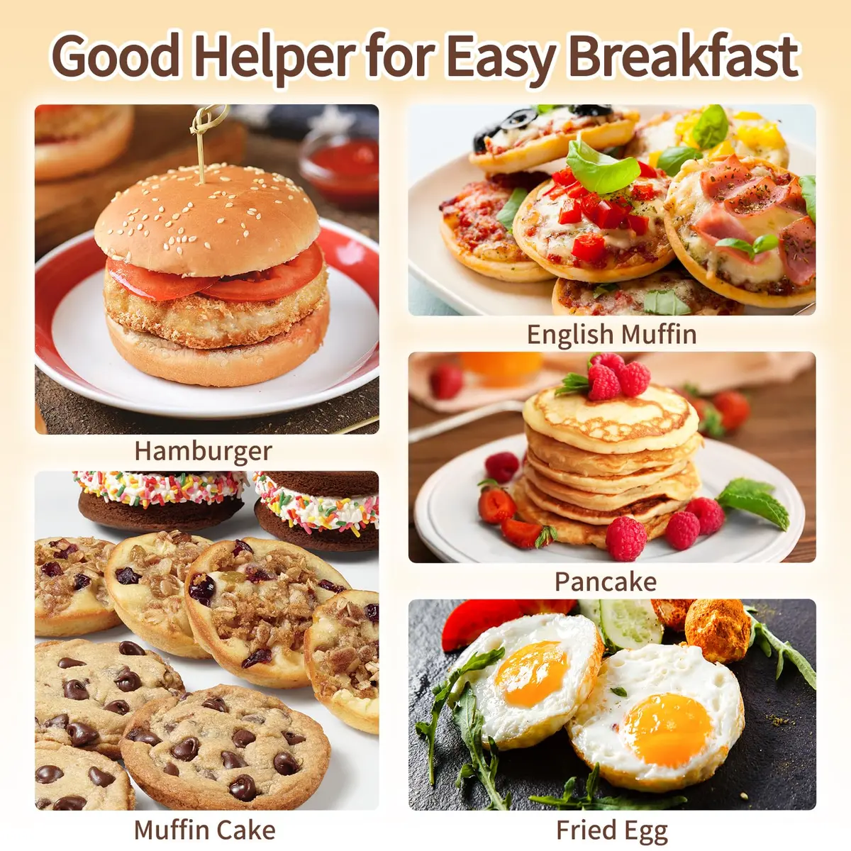 JOERSH Silicone Air Fryer Egg Mold Pan 4 Inch Jumbo 3-Cavity, 2 Pack | Non-Stick & Reusable for Breakfast Sandwiches & Hamburger Buns - view 6