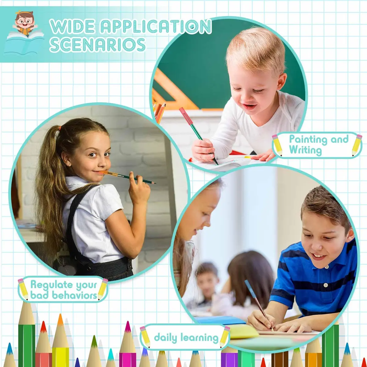Tinlade Chewable Pencil Toppers Sensory for Kids, Multicolored 24-Pack | Safe Silicone Oral Motor Chew Aid for Anxiety, Autism, ADHD - view 6