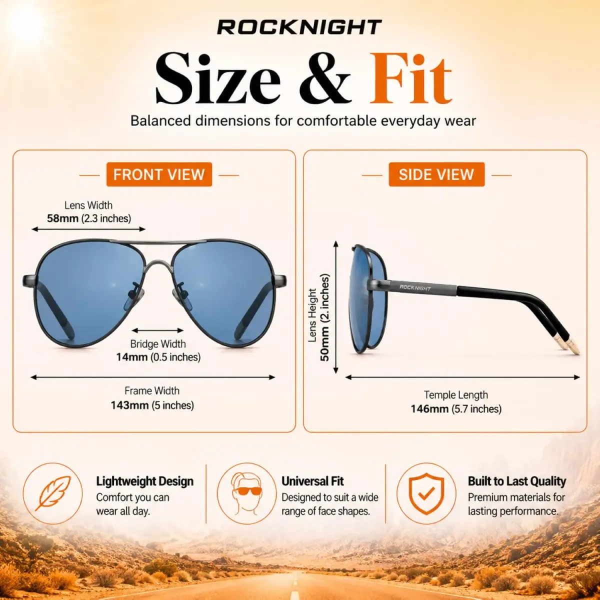 ROCKNIGHT Polarized Aviator Sunglasses Men Women UV400 Metal Frame Driving | Photochromic Lenses - view 5