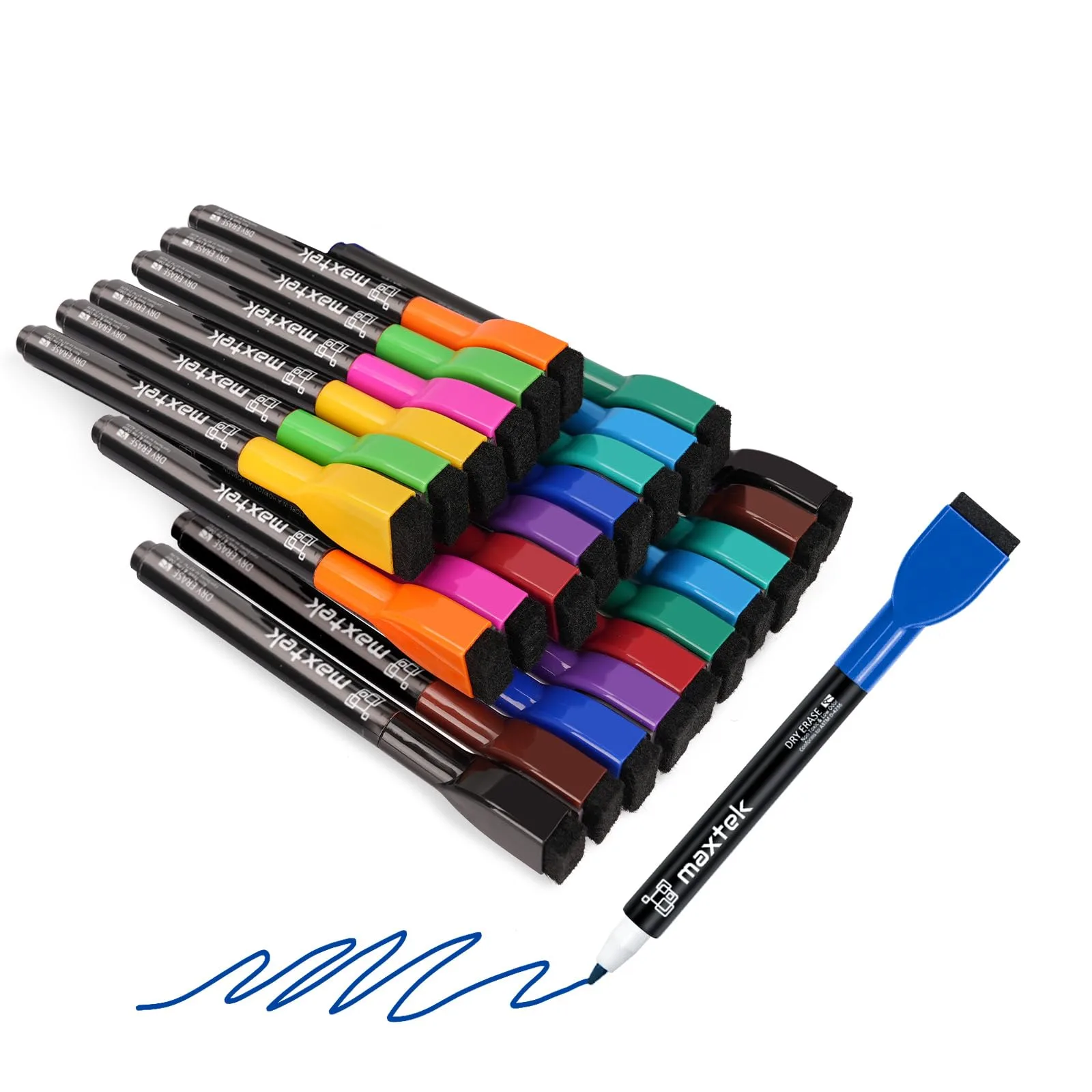 maxtek Magnetic Dry Erase Markers, Fine Tip, 24 Count, 12 Colors | Bulk Pack Value for Office & School - main product image