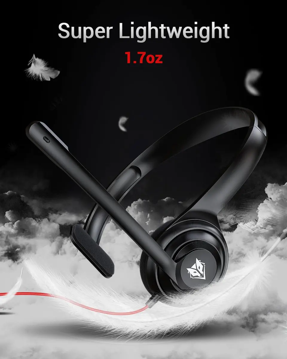 NUBWO HW02 Headset with Microphone | USB C & 3.5mm, Inline Mute & Volume Control, Lightweight (60g), for PC & Mobile - view 3