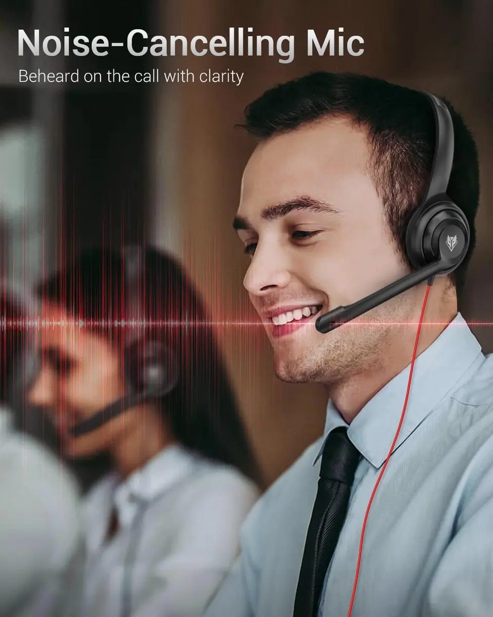 NUBWO HW02 Headset with Microphone | USB C & 3.5mm, Inline Mute & Volume Control, Lightweight (60g), for PC & Mobile - view 4