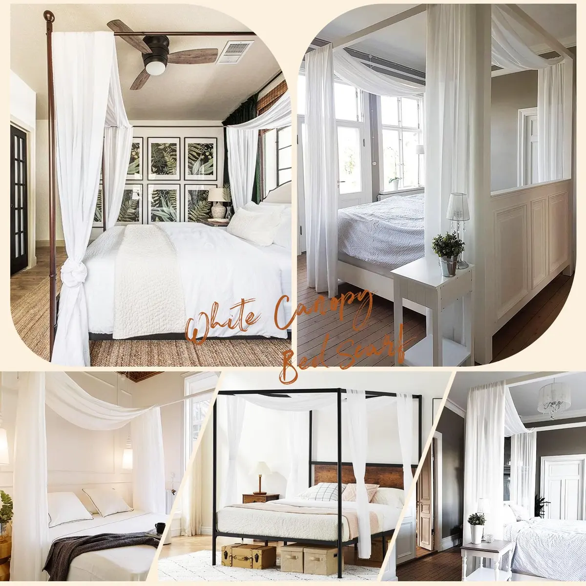 Showgeous Sheer Bed Canopy Curtains White 37.4" x 228" | Romantic Bedroom Decor - view 6