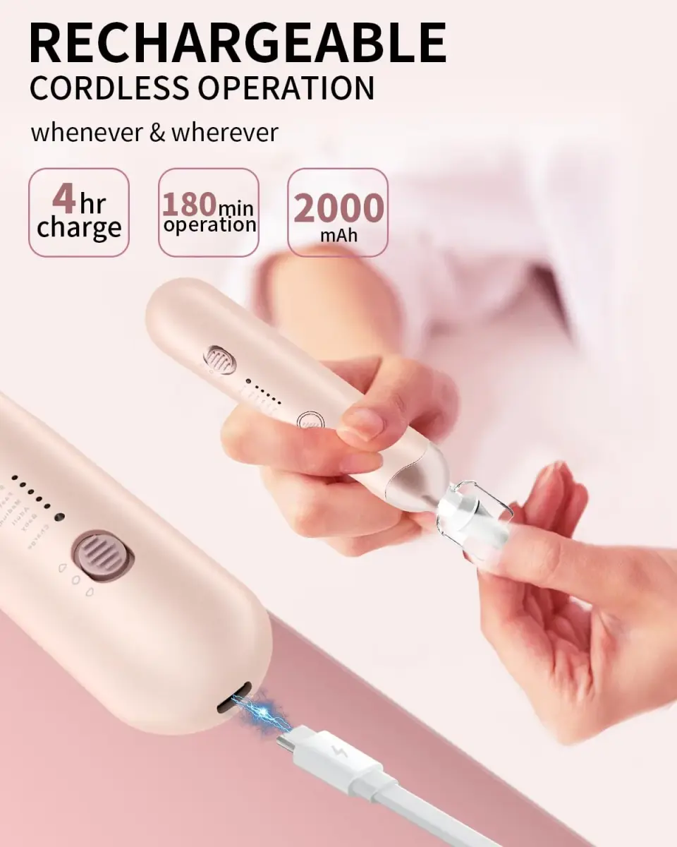 Hoxida Professional Cordless Electric Nail Drill Set with 9 Bits & 100 Sanding Bands | Rechargeable 20,000 RPM - view 3
