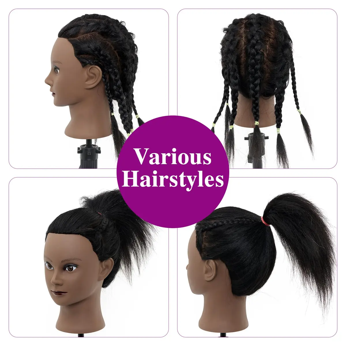 Neverland Beauty & Health 14-16 Inch Human Hair Mannequin Head with Stand & Clamp for Cosmetology Practice - view 6