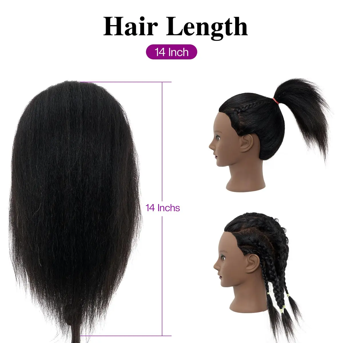 Neverland Beauty & Health 14-16 Inch Human Hair Mannequin Head with Stand & Clamp for Cosmetology Practice - view 2