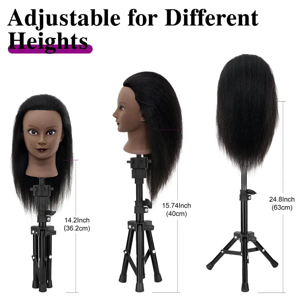 Neverland Beauty & Health 14-16 Inch Human Hair Mannequin Head with Stand & Clamp for Cosmetology Practice - view 4
