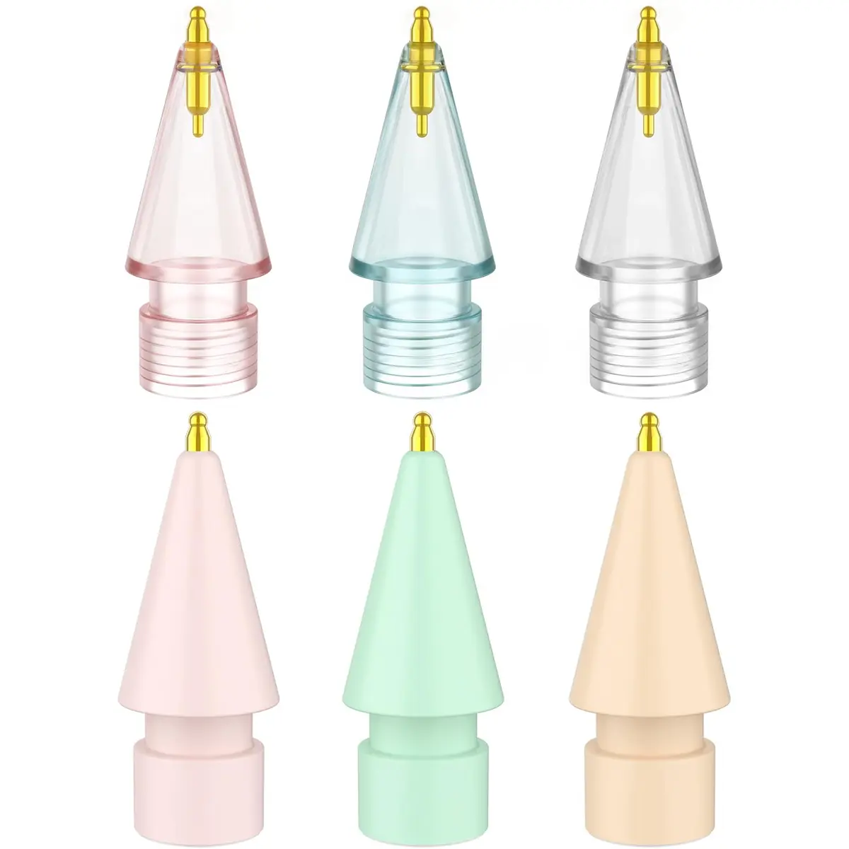 FAFALITHIC Gourd-Shaped Fine Point Metal Replacement Tips for Apple Pencil 1st/2nd Gen, USB-C, Pro | 6-Pack with Storage Case - main product image