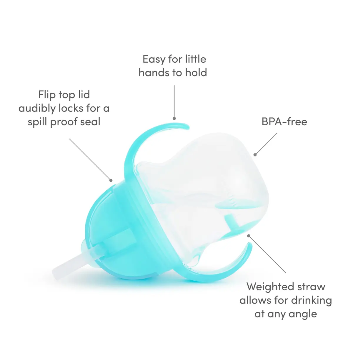 Munchkin Any Angle Sippy Cup 7oz | Spill Proof Weighted Straw for Toddlers - view 3