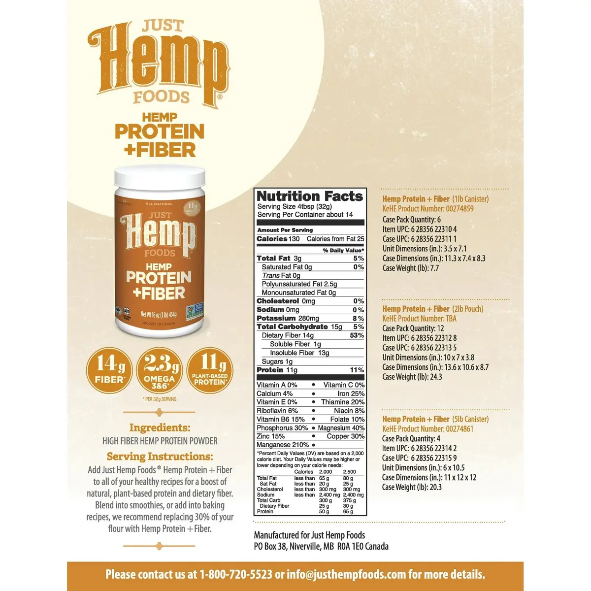 Manitoba Harvest Hemp Protein Powder Plus Fiber 16 oz | 11g Protein & Fiber per Serving - view 4