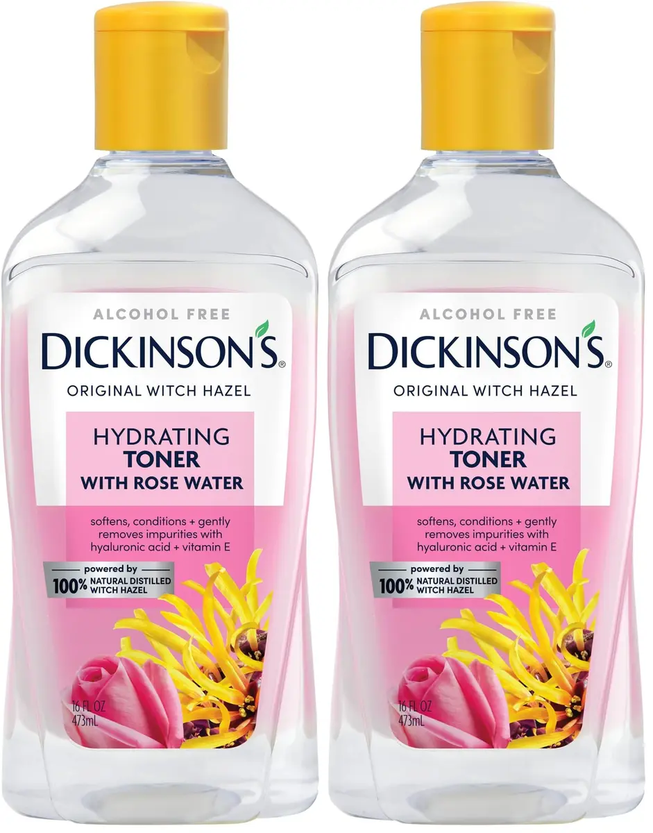 Dickinson's Witch Hazel Hydrating Toner Rosewater 16 Fl Oz | Alcohol-Free, 98% Natural Formula for Sensitive Skin - main product image
