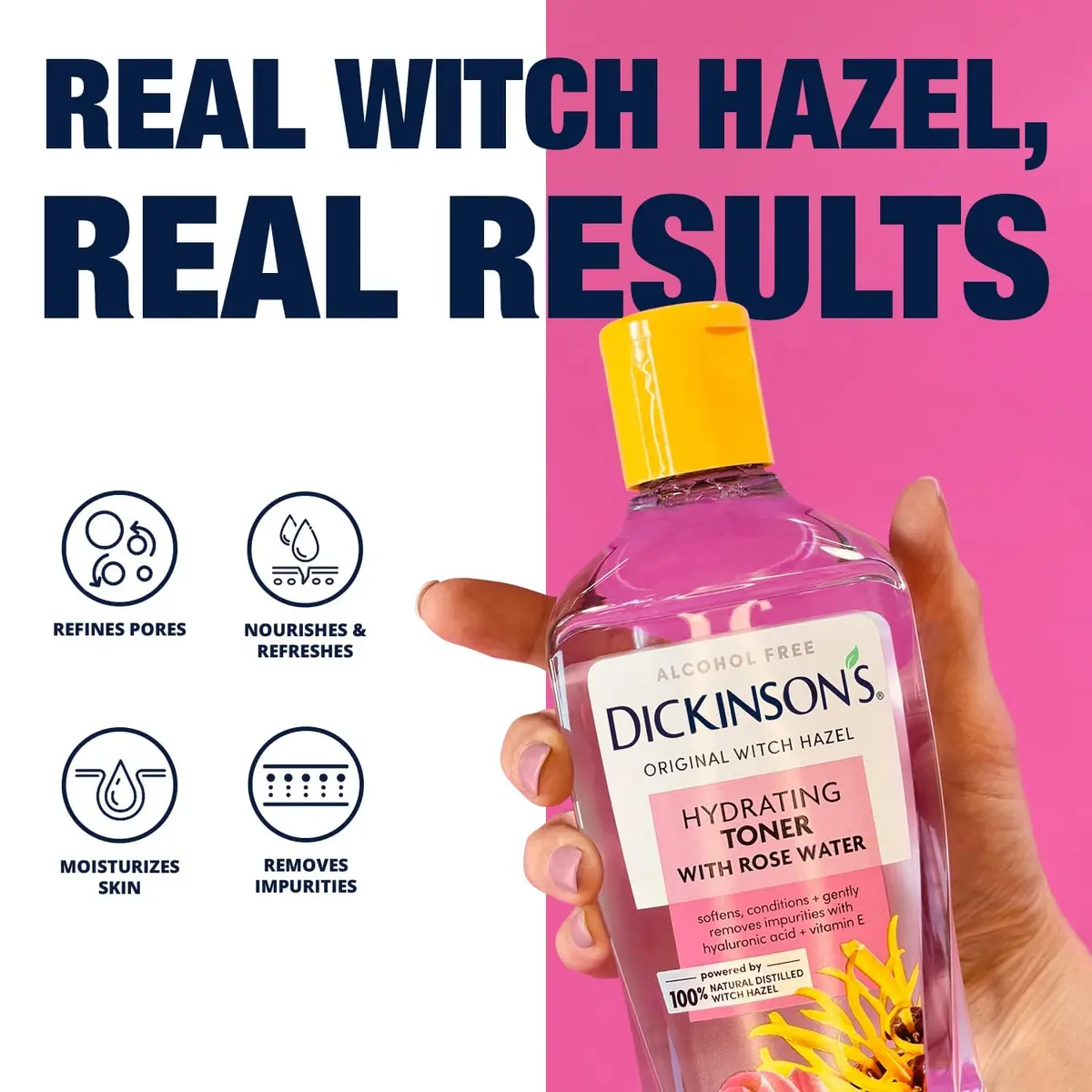 Dickinson's Witch Hazel Hydrating Toner Rosewater 16 Fl Oz | Alcohol-Free, 98% Natural Formula for Sensitive Skin - view 2