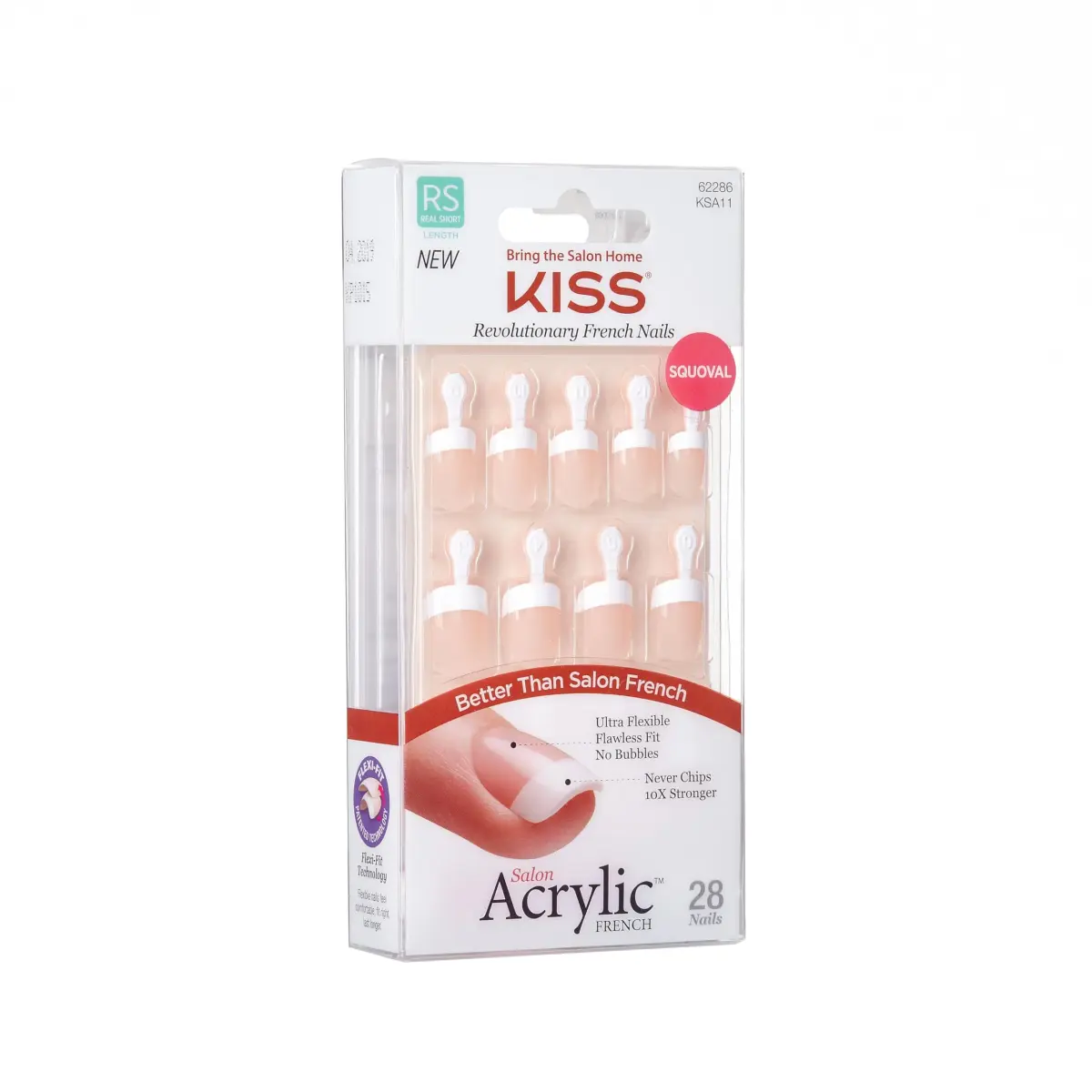 KISS Salon Acrylic Press-On Nails 'Power Play' Real Short Squoval Shape (Pack of 2) | French Design, 56 Nails Total - view 2
