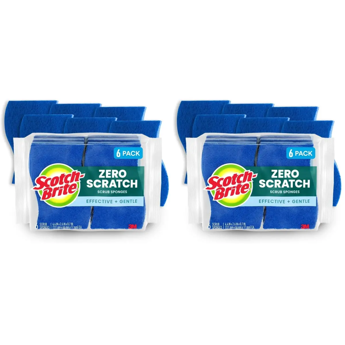 Scotch-Brite Zero Scratch Scrub Sponge, 12 Count (Pack of 2) | Cleans 3x Faster - main product image