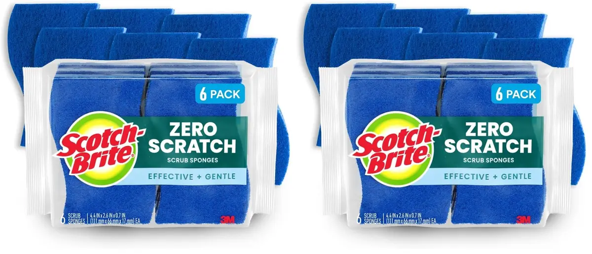 Scotch-Brite Zero Scratch Scrub Sponge, 12 Count (Pack of 2) | Cleans 3x Faster - main product image
