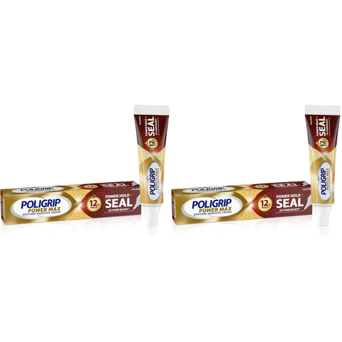Super Poli-Grip Power Max Denture Adhesive Cream, 4.4 oz (125 g) Pack of 2 | Strongest Hold & Food Seal - main product image