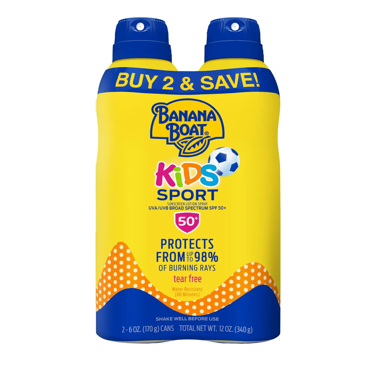 Banana Boat Kids Max SPF 100 Sunscreen Spray 354ml (12 Fl Oz) Pack of 2 | Pediatrician Tested for Sensitive Skin - main product image