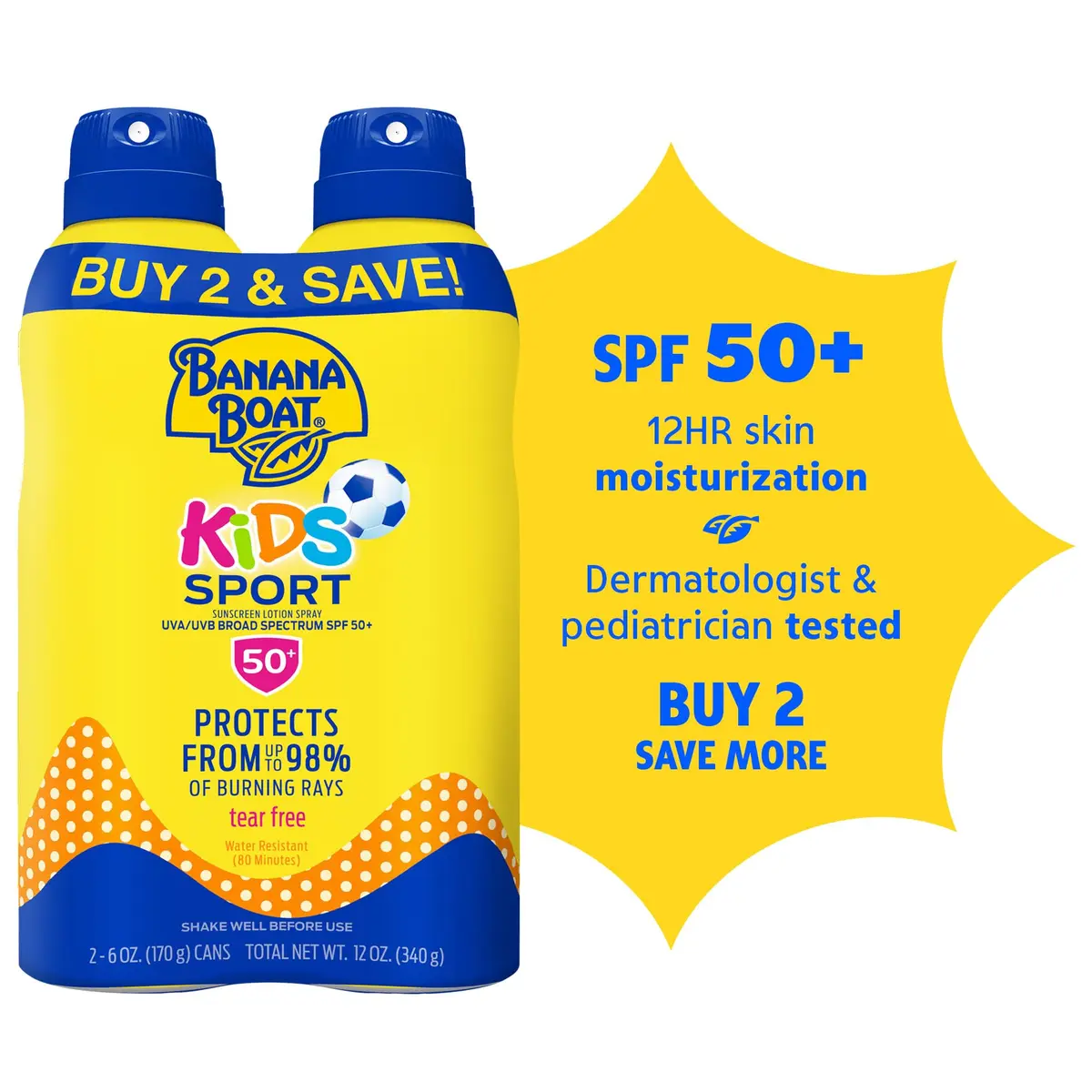 Banana Boat Kids Max SPF 100 Sunscreen Spray 354ml (12 Fl Oz) Pack of 2 | Pediatrician Tested for Sensitive Skin - view 2