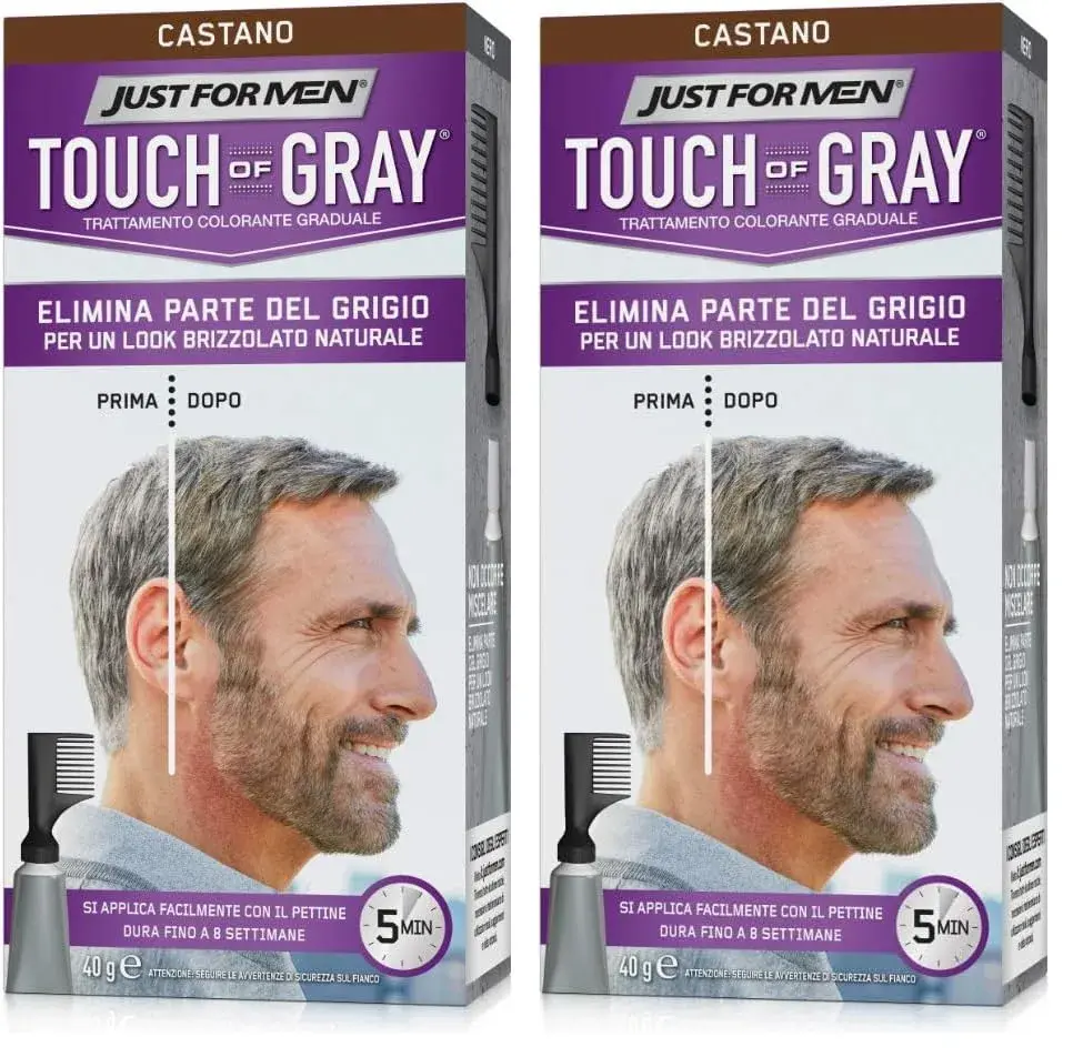Just For Men Touch of Gray Hair Color Kit Dark Brown T-45, 2-Pack | Reduces Gray for Salt & Pepper Look - main product image