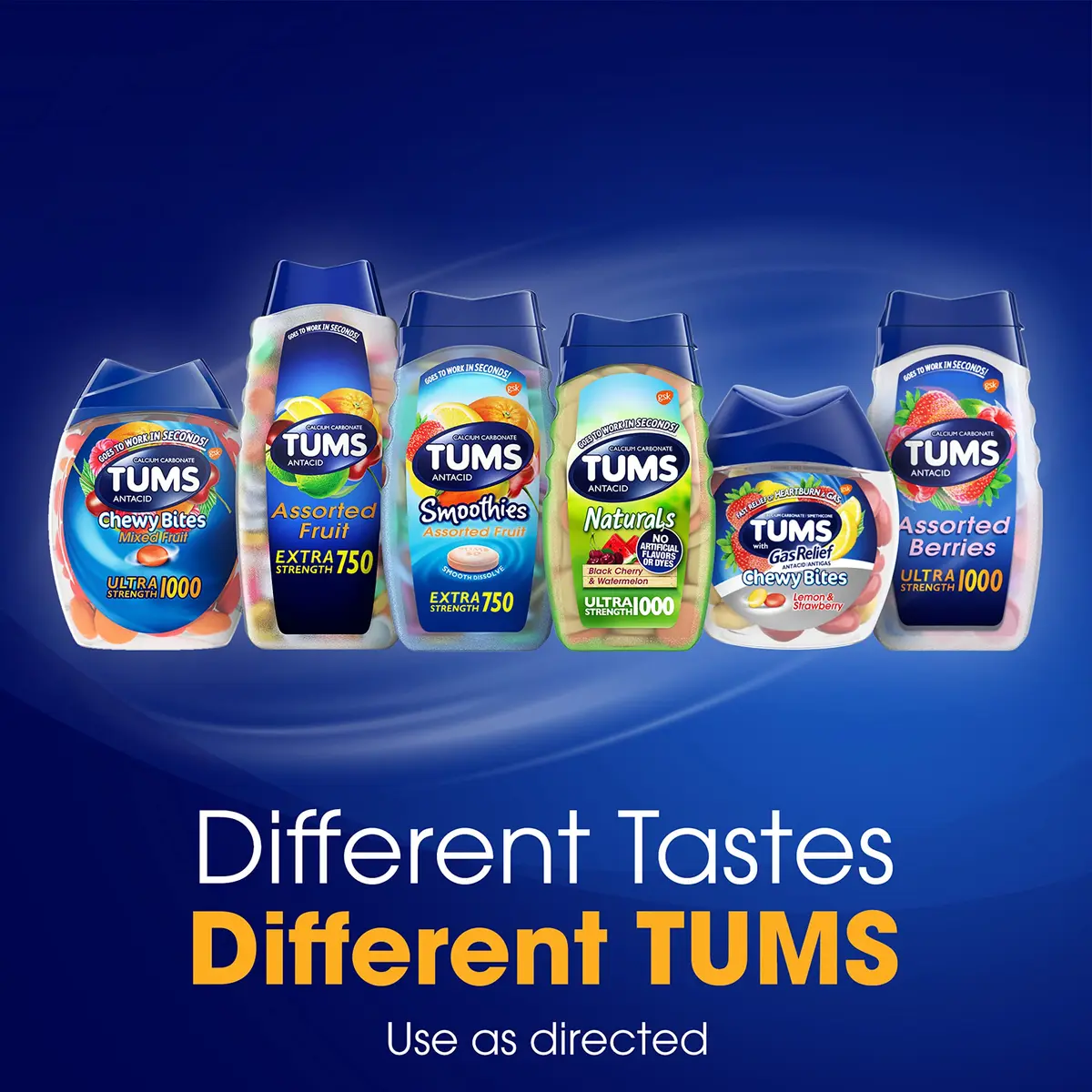 TUMS Smoothies Extra Strength Antacid Chewable Tablets 60 Count | Fast Heartburn Relief Assorted Fruit - view 7