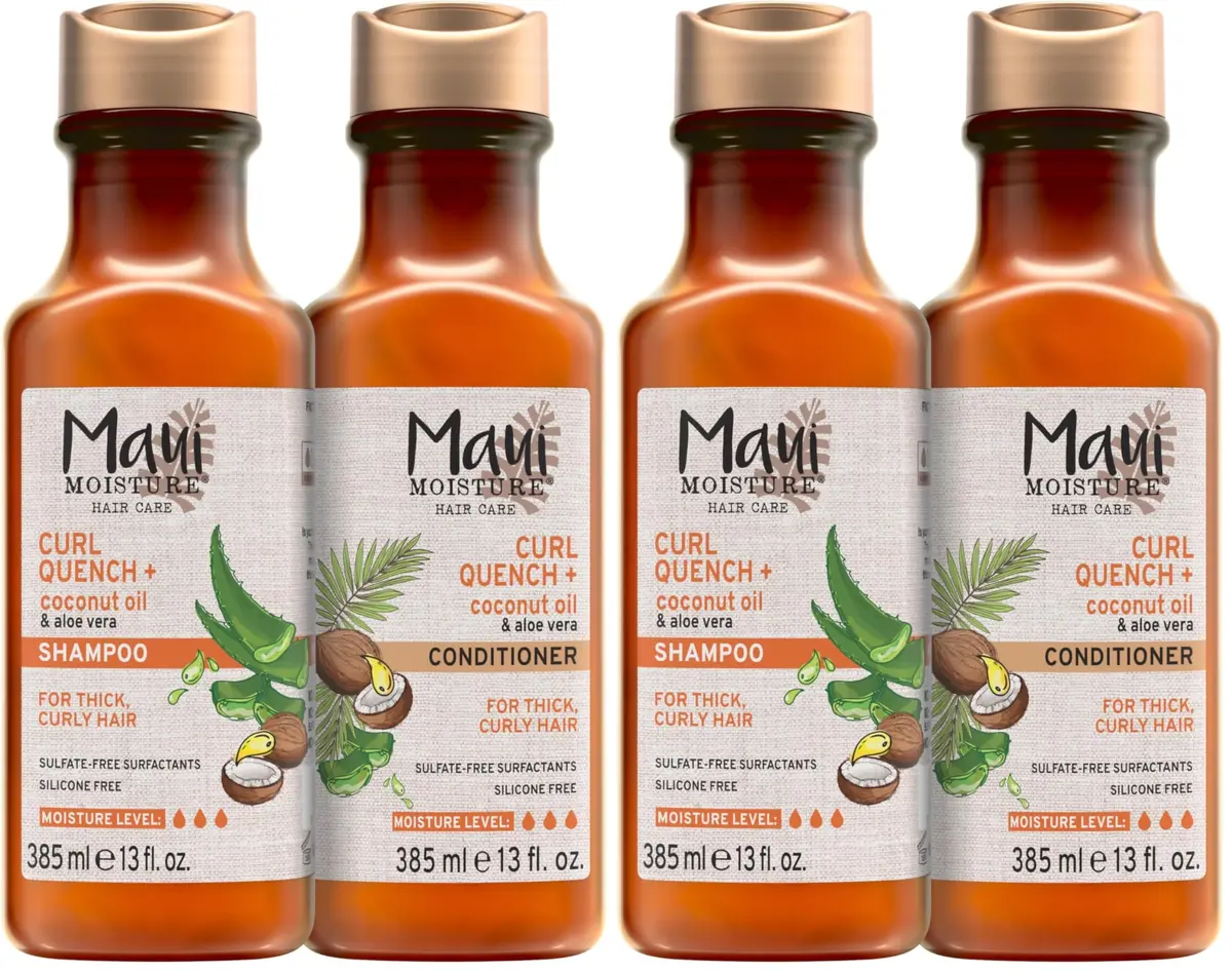 Maui Moisture Curl Quench + Coconut Oil Shampoo + Conditioner 13 Fl Oz Pack of 2 | Hydrates & Defines Curly Hair - main product image