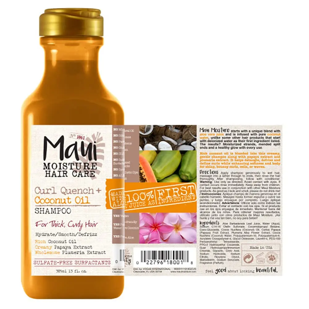 Maui Moisture Curl Quench + Coconut Oil Shampoo + Conditioner 13 Fl Oz Pack of 2 | Hydrates & Defines Curly Hair - view 3