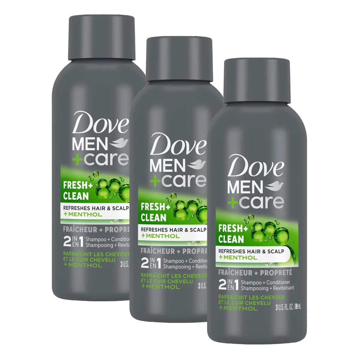 Dove Men+Care Fortifying 2 in 1 Shampoo & Conditioner 3 oz | Strengthens Thinning Hair for Active Men - main product image