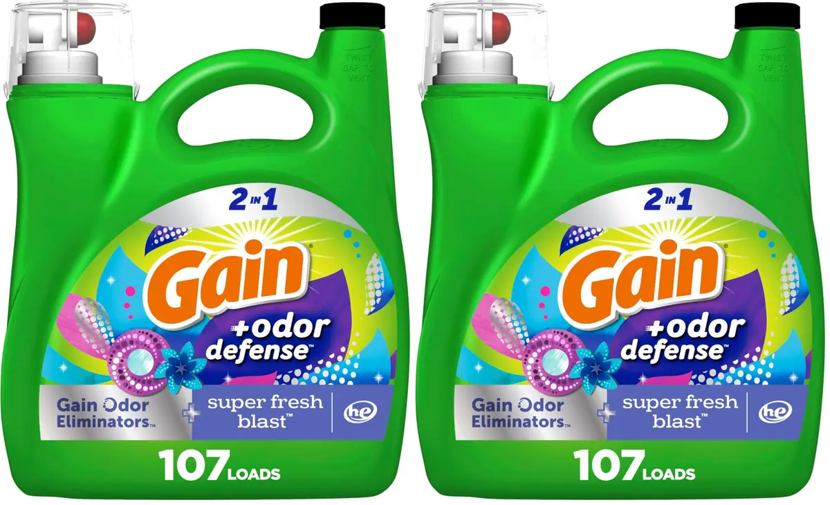 Gain Odor Defense Liquid Laundry Detergent Super Fresh Blast 308 fl oz (154 fl oz Pack of 2) | Fights Odor & Lasts - main product image