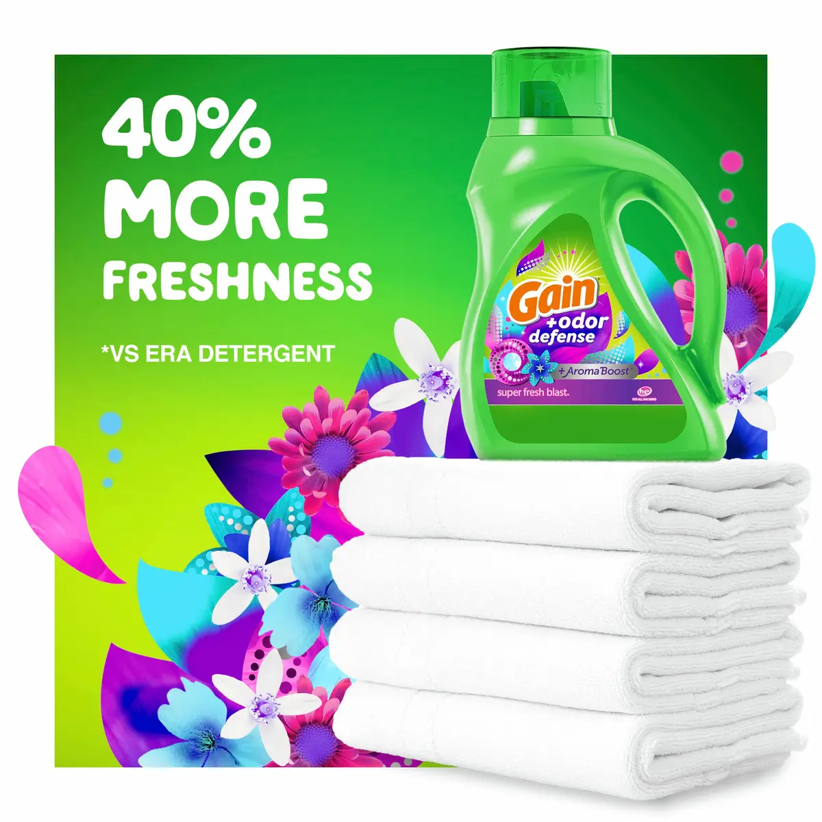 Gain Odor Defense Liquid Laundry Detergent Super Fresh Blast 308 fl oz (154 fl oz Pack of 2) | Fights Odor & Lasts - view 3