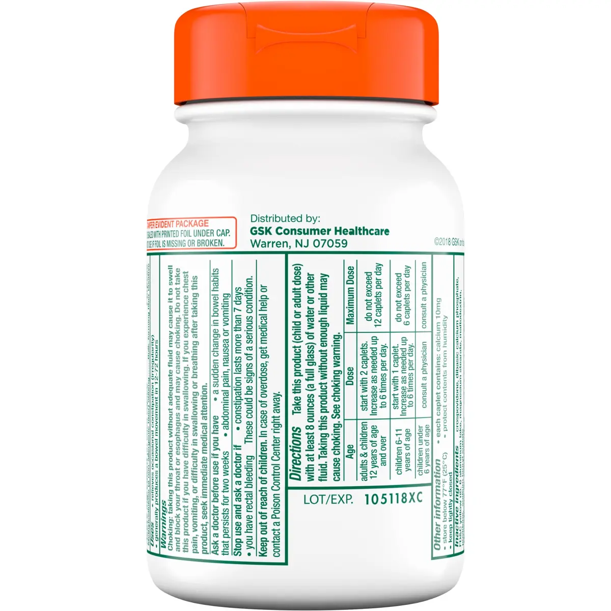 CITRUCEL Methylcellulose Fiber Caplets for Occasional Constipation Relief, Orange Flavor - 2 Pack (200 Caplets) - view 8