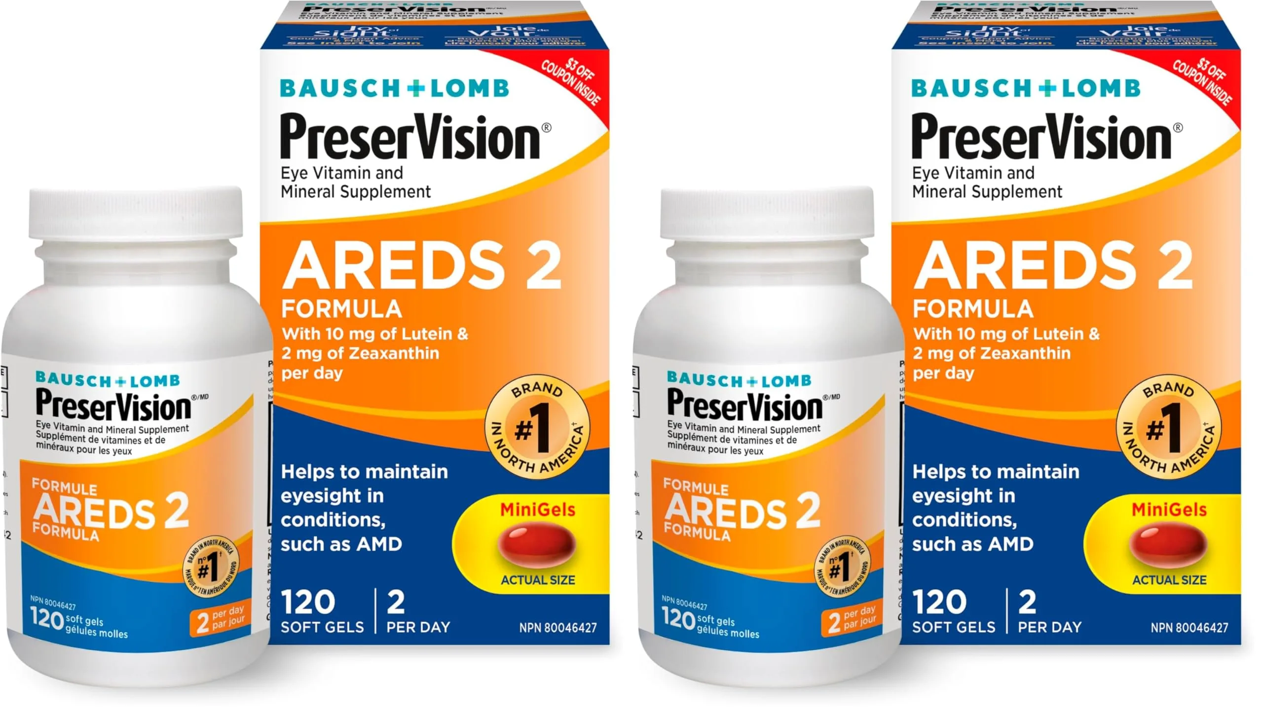 PreserVision AREDS 2 Eye Vitamins 120 Count (240 Softgels) | NEI Recommended Formula - main product image