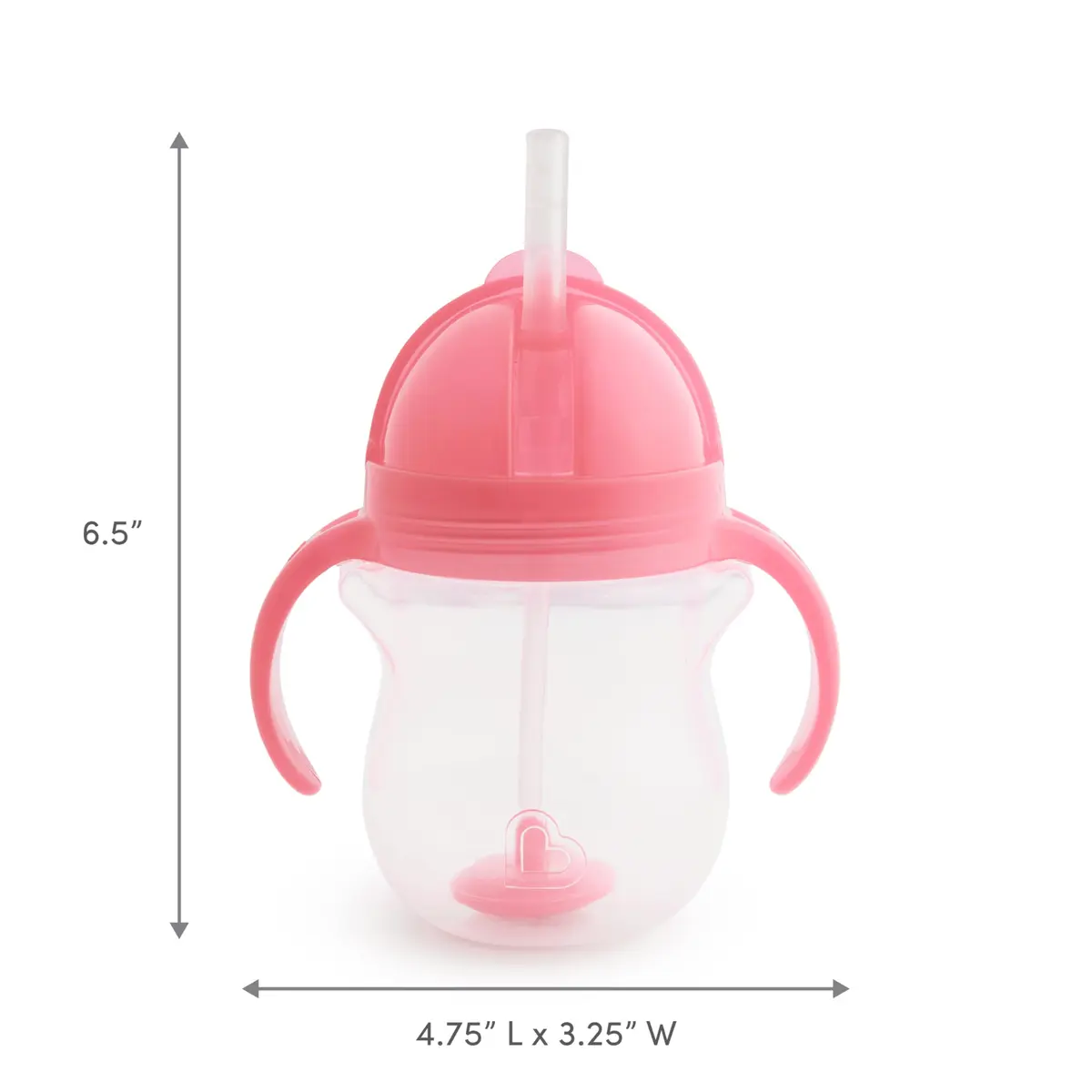 Munchkin Sippy Cup 7 Ounce | Weighted Straw & Leak-Proof | For 6+ Months | Pink | Transition Handles - view 6