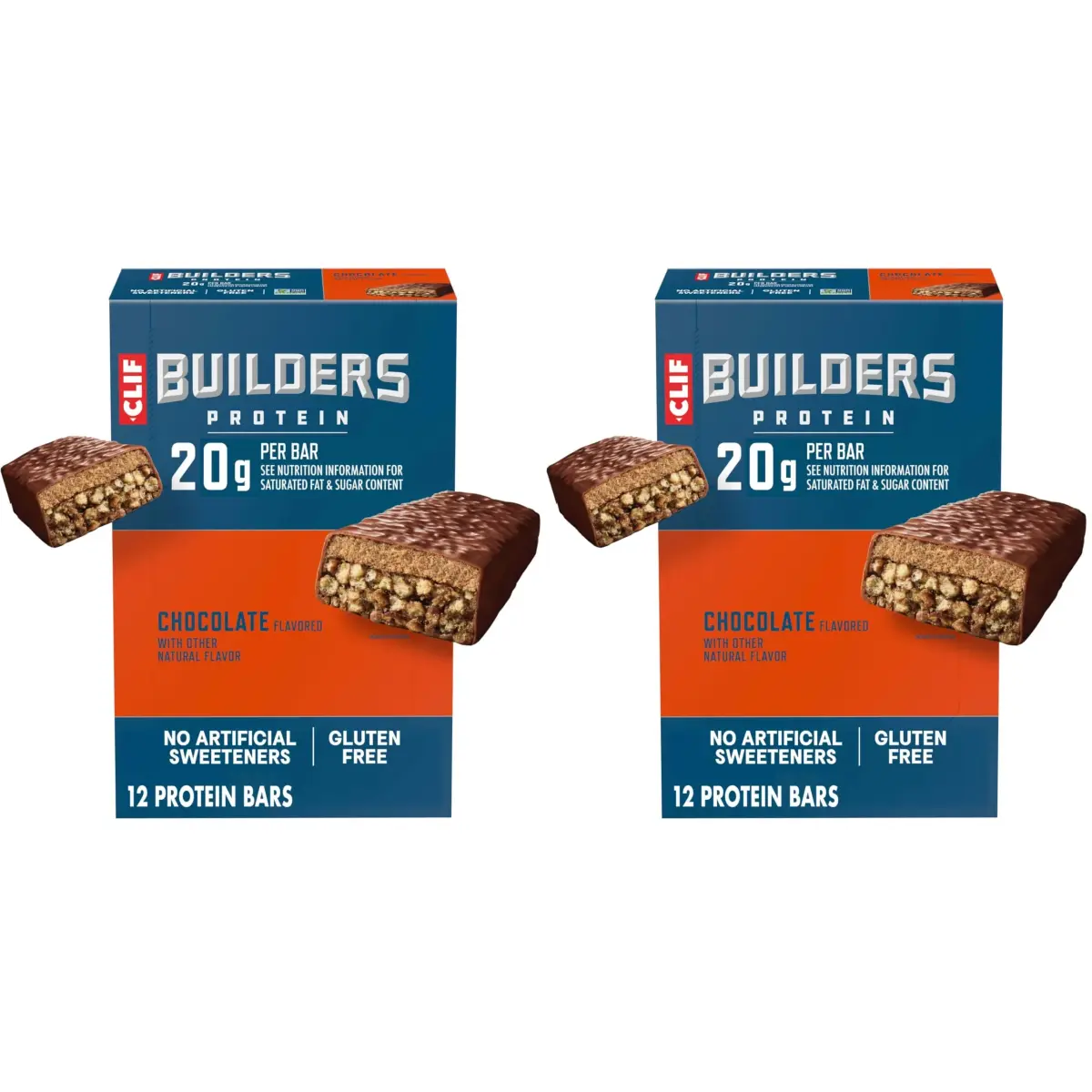 CLIF BUILDERS Protein Bars - Chocolate Flavor - 20g Plant Based Protein - Gluten Free - 2.4 oz. (68g) | Post-Workout Recovery Snack - main product image