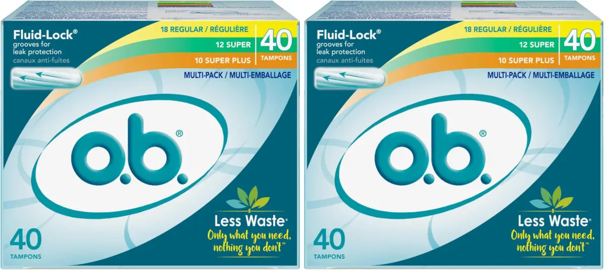 o.b. Tampons Multipack | Regular/Super/Super Plus, 80 Count (40 Count x 2 Packs) | Unscented, Non-Applicator, USA Import - main product image