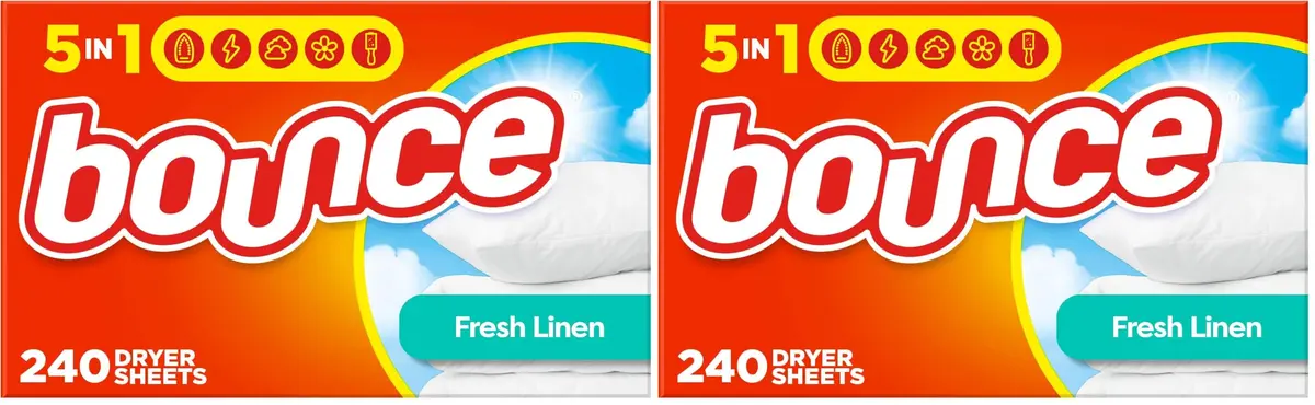 Bounce Fabric Softener Sheets Fresh Linen Scent 480 Count (2.2 kg / 4.8 lb) | Controls Static Cling & Reduces Wrinkles - main product image