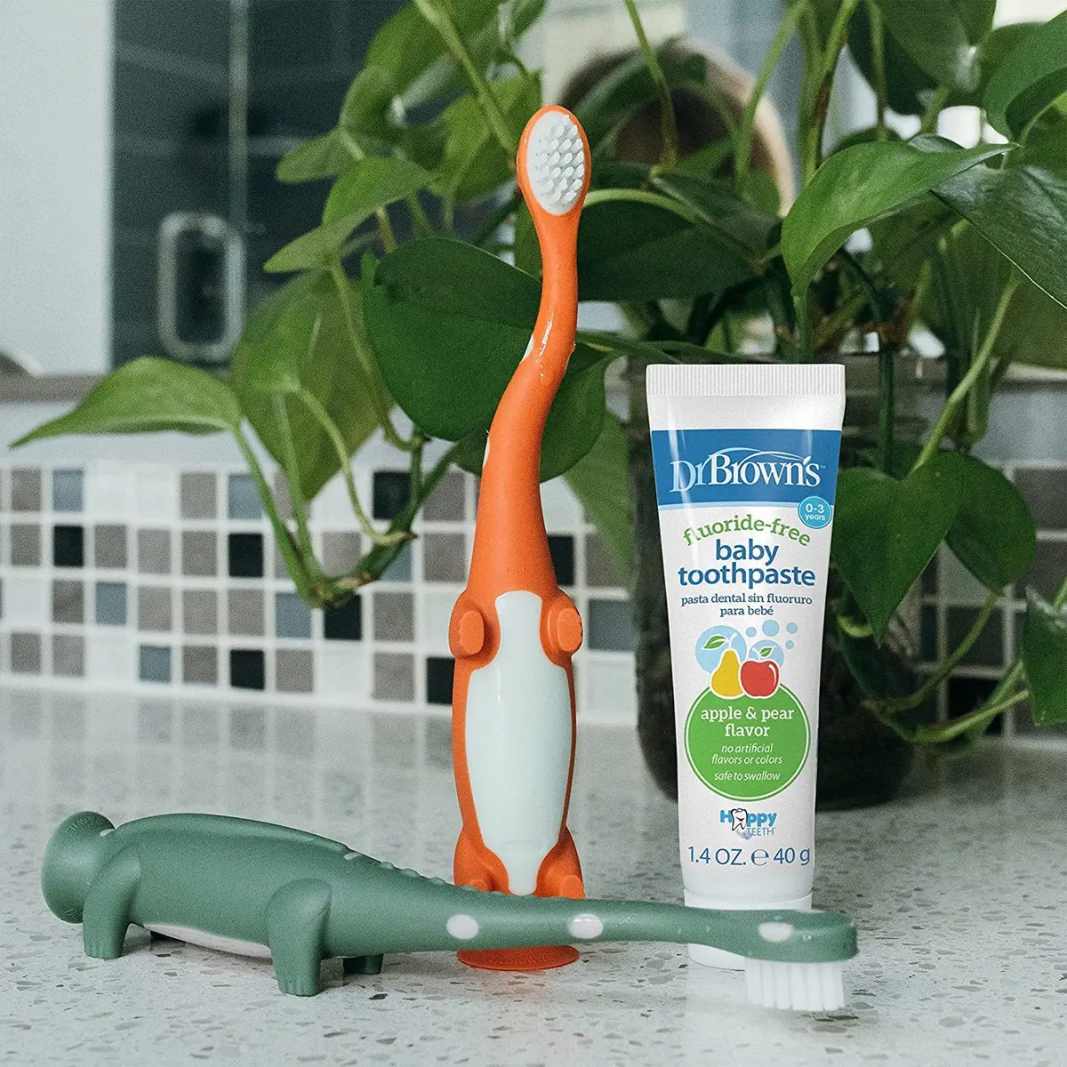 Dr. Brown's Fluoride-Free Baby Toothpaste 40g | Infant & Toddler Oral Care, Apple Pear, 2-Pack - view 8