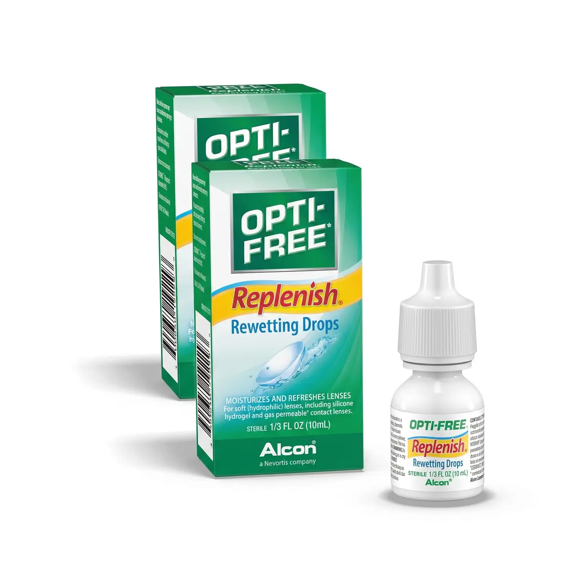 Opti-Free Replenish Rewetting Drops 0.33 Fl Oz | Moisturizes & Prevents Protein Buildup for Contact Lenses - main product image