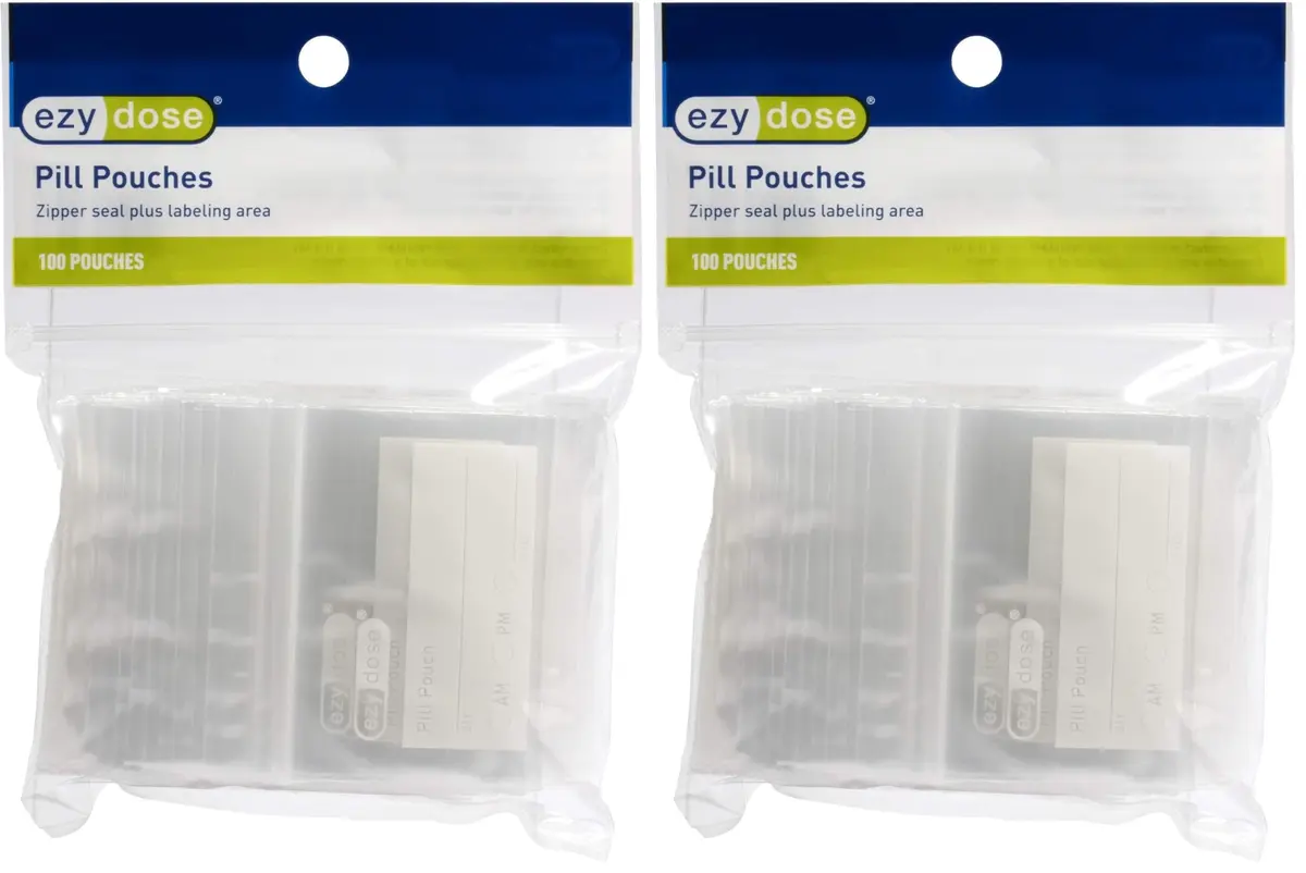 EZY DOSE Disposable Pill Pouches 100 Count (Pack of 2) | Clear Polyethylene Travel Bags - main product image