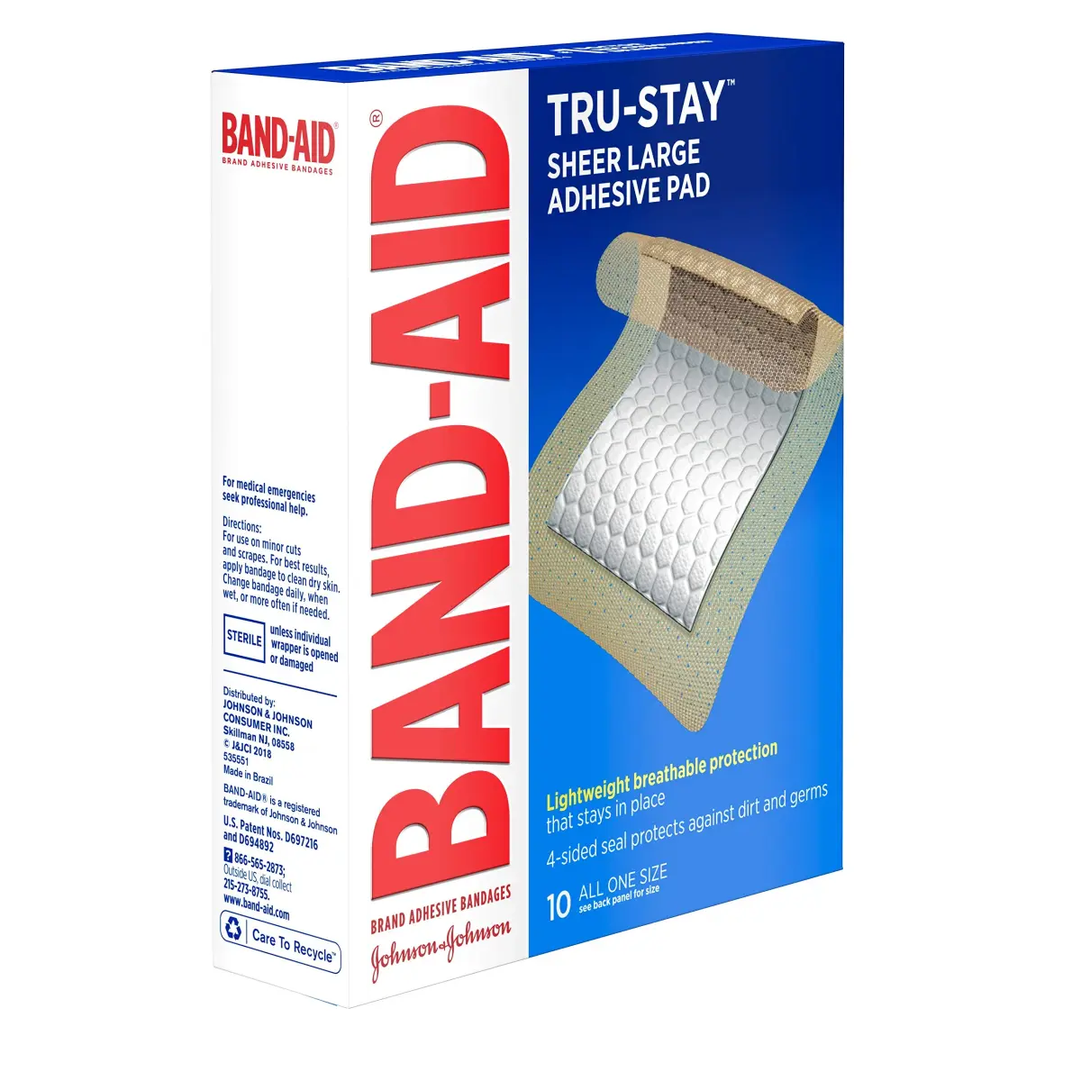 Band-Aid Tru-Stay Large Adhesive Pads, 30 ct (10 ct x 3 Pack) | Sterile Wound Care - view 5