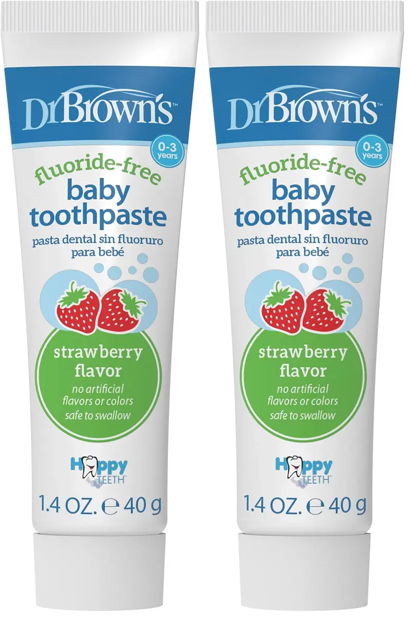 Dr. Brown's Fluoride-Free Baby Toothpaste 40g | Strawberry Flavor, 2-Pack, Safe for 0-3 Years - main product image