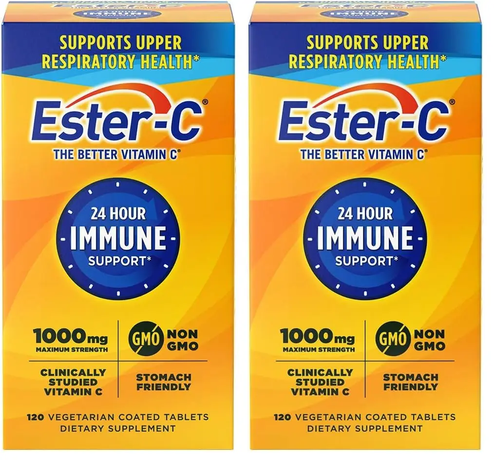 Ester-C Vitamin C 1000 mg Coated Tablets, Immune System Booster, Stomach-Friendly Supplement, 240 Count (Pack of 2) | Immune Support for 24 Hours - main product image