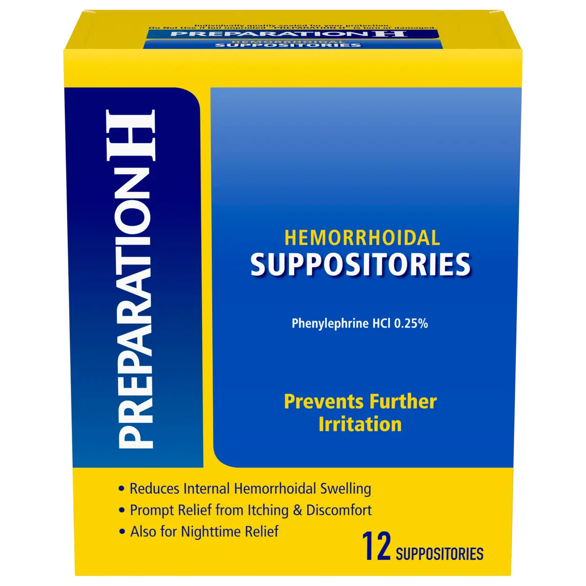 Preparation H Hemorrhoid Suppositories for Itching and Discomfort Relief - 24 Count (Pack of 2) | Doctor Recommended for Internal Hemorrhoids - main product image