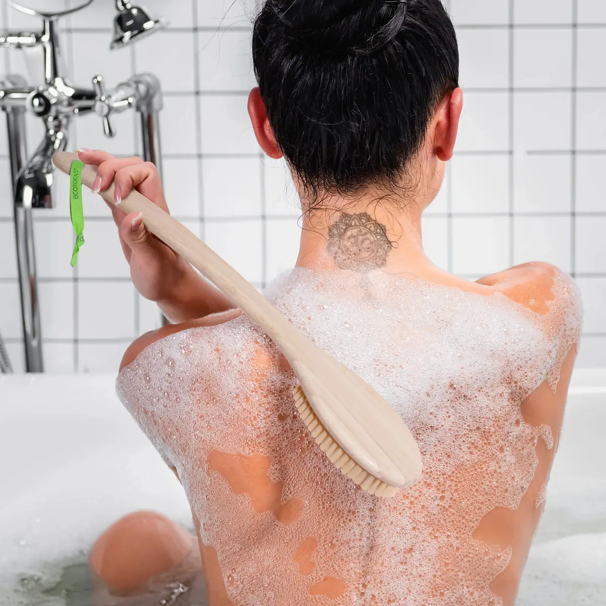EcoTools Bristle Bath Brush with Long Bamboo Handle | Gentle Exfoliation for Back & Body (2-Pack) - view 6